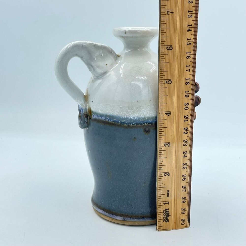 Vintage Signed Chappelle Artisan Pottery Vase Jug Pitcher Old Man Winter Face - Picture 9 of 9